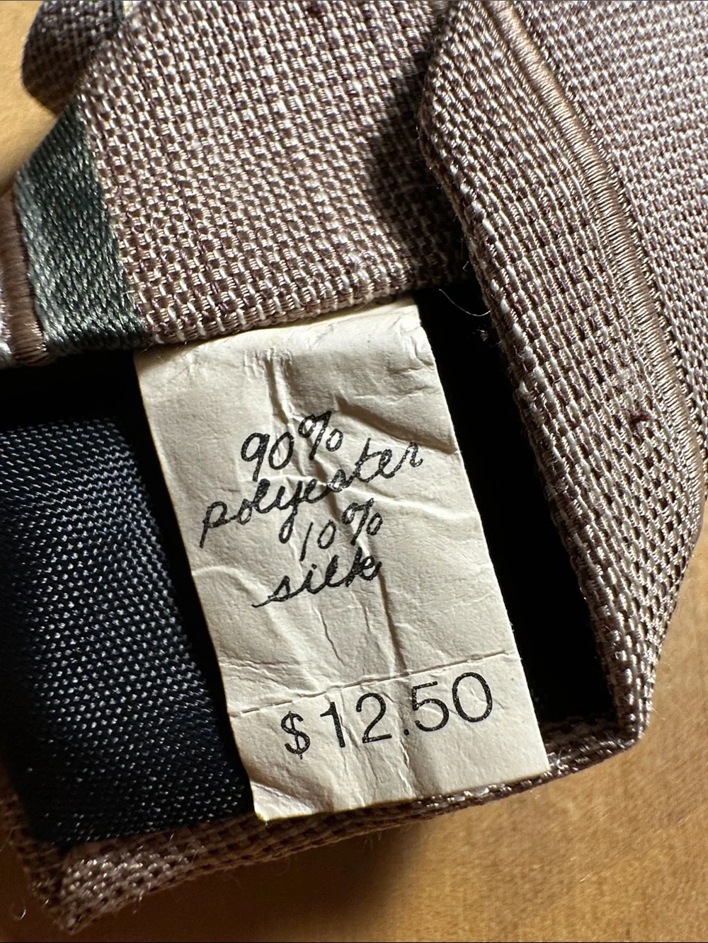 Vintage Wembley Taupe Stripe Tie with Yellow and Green Accents